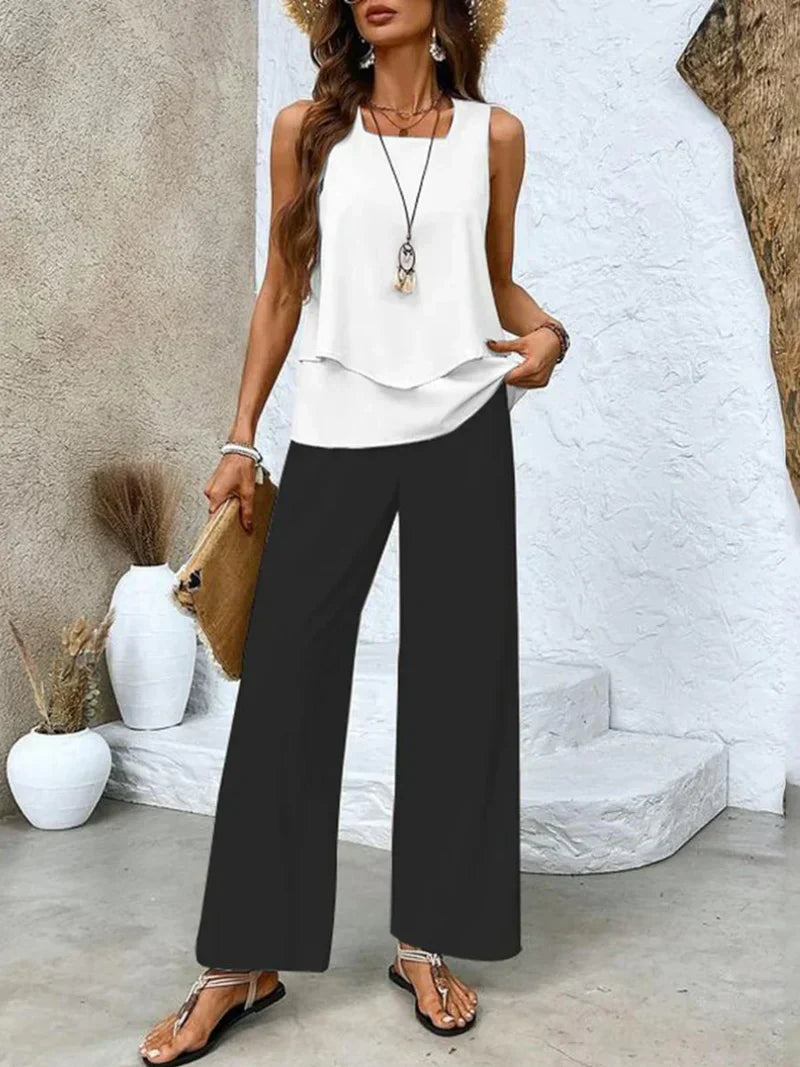 Shaye Sleeveless Summer Top and Wide-Leg Pants