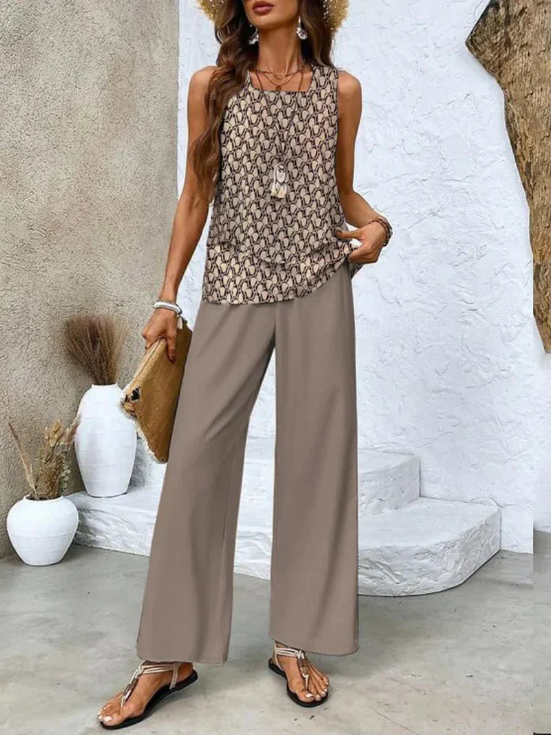 Shaye Sleeveless Summer Top and Wide-Leg Pants